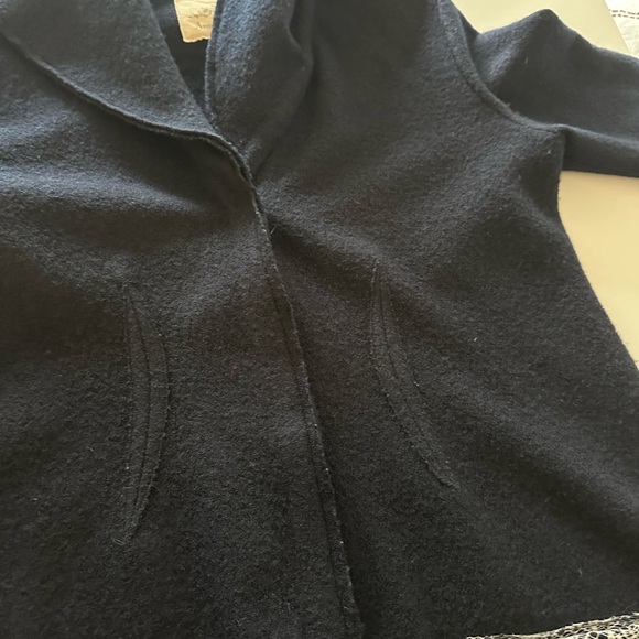 Anthropologie Angel of the North Woman M Soft Lightweight Wool Coat Navy Blue - Picture 7 of 9